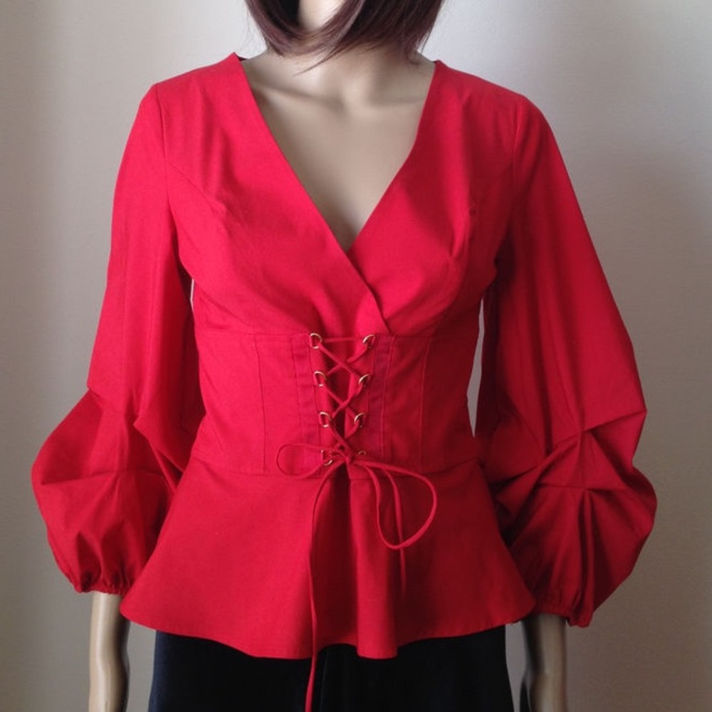 Express red peplum pirate shirt